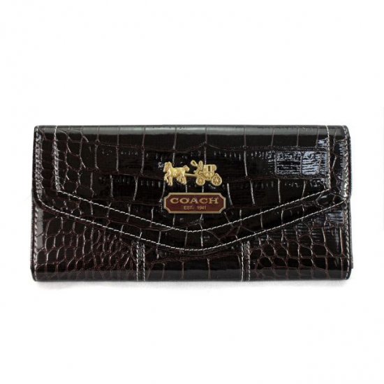Coach Madison In Embossed Large Coffee Wallets EDO